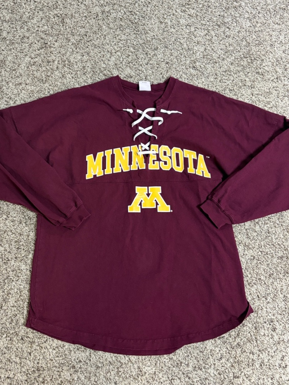 Maroon Lace-Up Minnesota Collegiate Long Sleeve Shirt